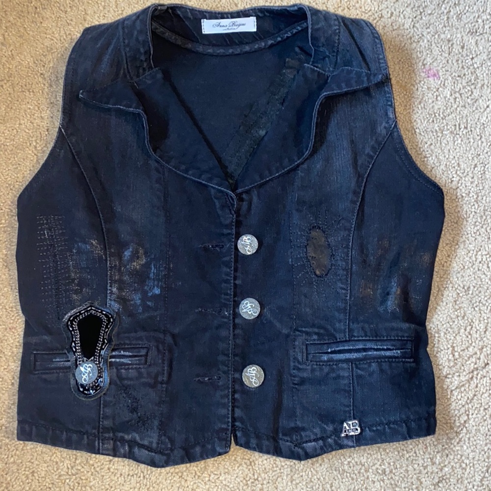 Anna Biagini black denim vest